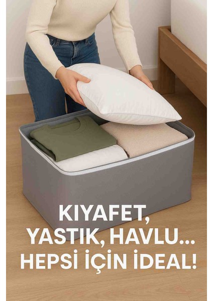 Hurç 6’lı Set 65X40X32 cm Gri – Yastık & Kıyafet Saklama, Çift Fermuarlı fırsatları