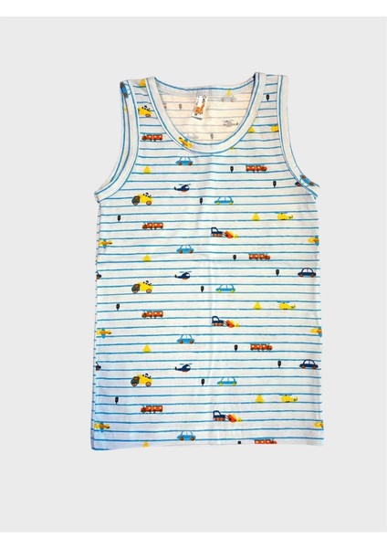 Erkek Çocuk Pamuklu Mavi Araba Desenli Atlet Slip Takımı fiyatları