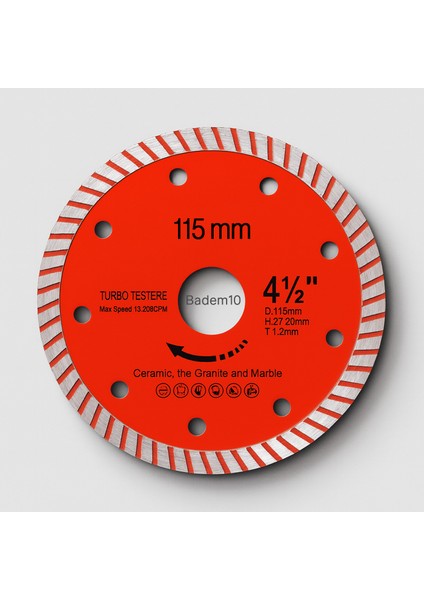 Turbo Elmas Testere Turbo Kesim Kesici Çapaksız Hassas Seramik Mermer Granit Diski 115 mm 4.5 Inç fiyatları