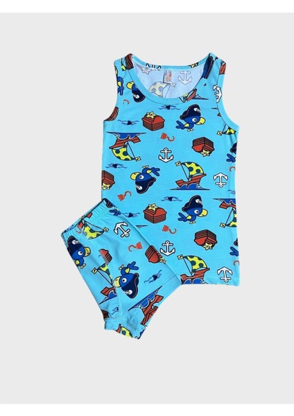 Erkek Çocuk %100 Pamuklu Mavi Yelken Desenli Atlet Boxer Takımı fiyatları