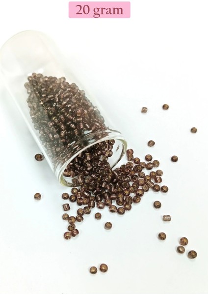 Dökme Cam Kum Boncuk (8/0) 3 mm - 20 Gram - Şefaff Alacalı Kahve - BNC172