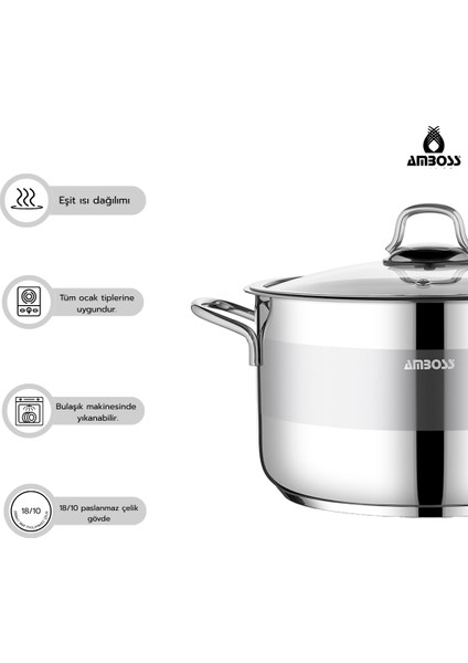 Saphire Paslanmaz Çelik 24 cm Cam Kapaklı Derin Tencere modelleri