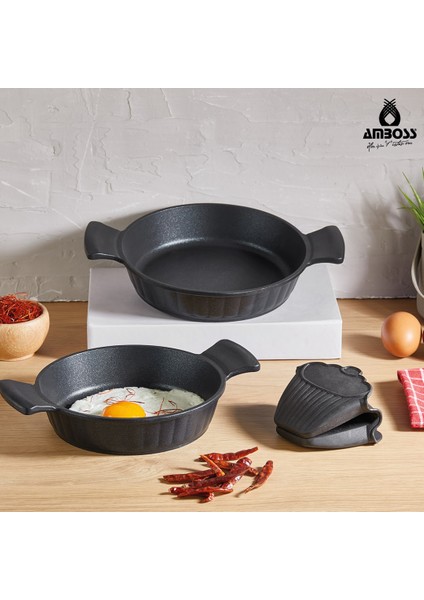 Kuvars 2 Parça Döküm Titanyum Kaplama Sahan Seti 18 - 20 cm