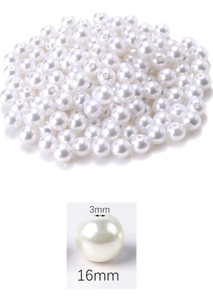 50 Gram 16MM Beyaz Renk Plastik Inci Boncuk Çanta ve Takı Yapım Boncuğu (~17 Adet) fiyatları
