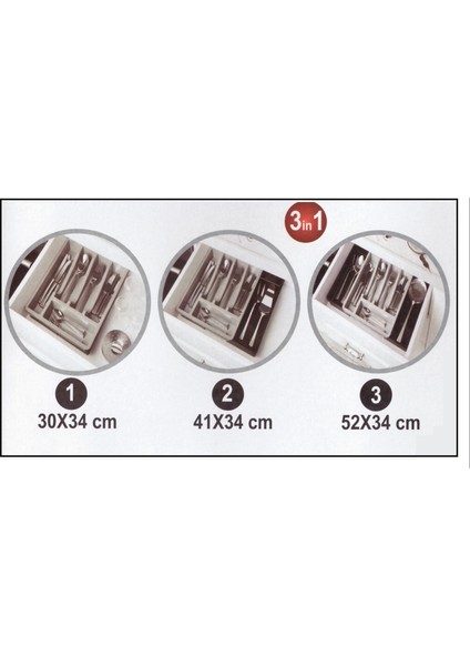 Kayar Kaşıklık Organizeri - 3 Aşamalı Sürgülü - Sağ Sol Açılır fiyatları