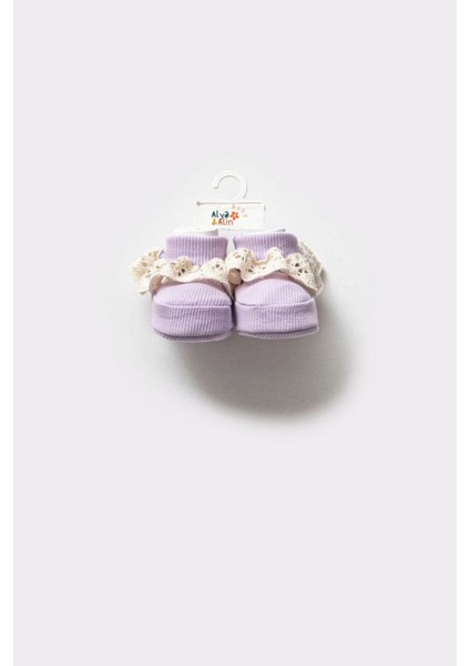 Fitilli Esnek Bebek Patiği Dantel Detaylı