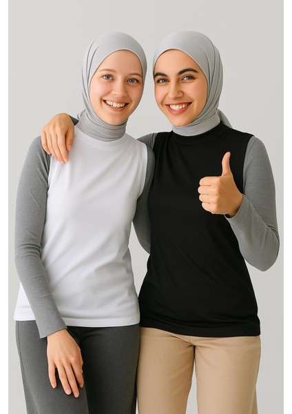 Mırach 2'li Paket Balıkçı Yaka Kolsuz Bluz Seti - Siyah ve Beyaz fiyatları