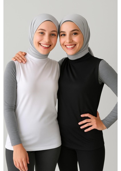 Mırach 2'li Paket Balıkçı Yaka Kolsuz Bluz Seti - Siyah ve Beyaz fırsatları