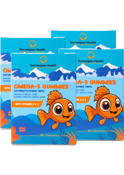 Omega 3 Çocuklar İçin | Çiğnenebilir Balık Yağı | D&E Vitaminli | 4 x 30 | 120 Gummies modelleri