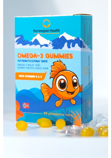 Omega 3 Çocuklar İçin | Çiğnenebilir Balık Yağı | D&E Vitaminli | 4 x 30 | 120 Gummies fırsatları