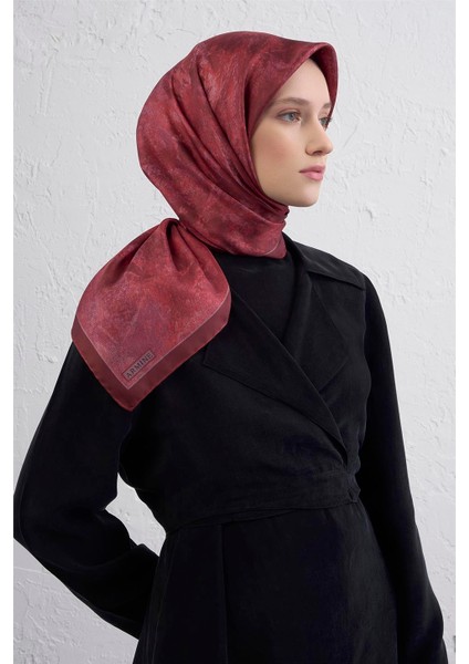 Soyut Desenli Saf Ipek Twill Eşarp 9433D 05