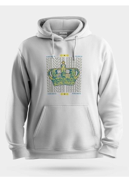 King Kral Tacı Stranger Baskılı Unisex Kapüşonlu Sweatshirt