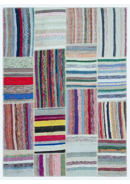 Iskece Yeşil Eskitme Yün Modern Desenli Yün Hav Toz Vermez Leke Tutmayan Salon Yolluk Mutfak El Dokuma Halı