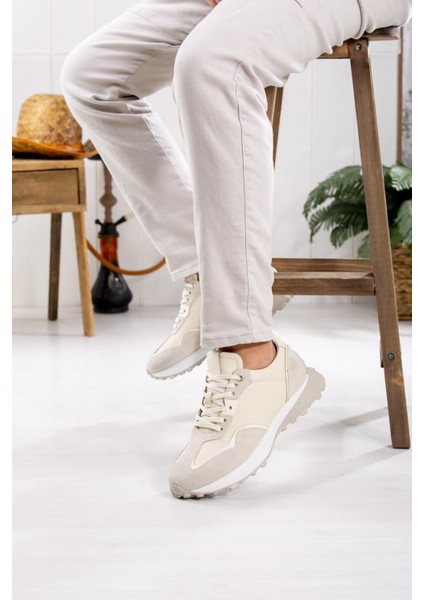 Hakiki Deri Erkek Spor Ayakkabı 4821 Bej