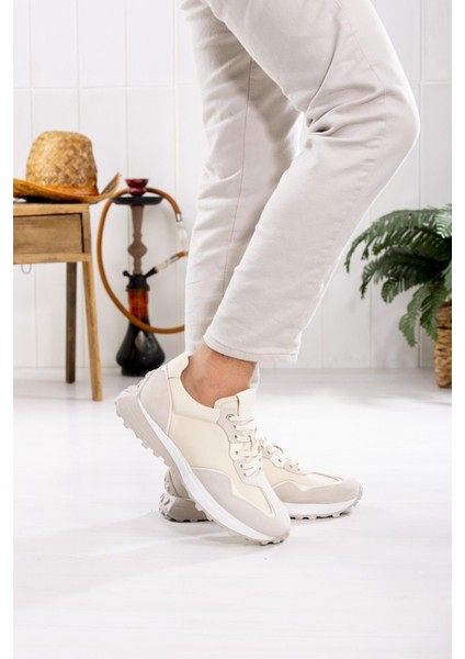 Hakiki Deri Erkek Spor Ayakkabı 4821 Bej modelleri