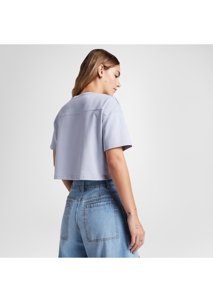 Sporty Boxy Kadın Mor T-Shirt modelleri