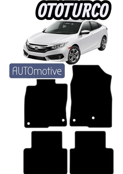 Honda Civic (Fc5 2016-2021) Uyumlu Ototurco Velur Halı Paspas ( Özel Anti-Slip Kaydırmaz Taban)