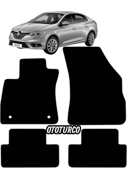 Renault Megane 4 Uyumlu Ototurco Velur Halı Paspas - Özel Üretim Anti-Slip Kaydırmaz Taban