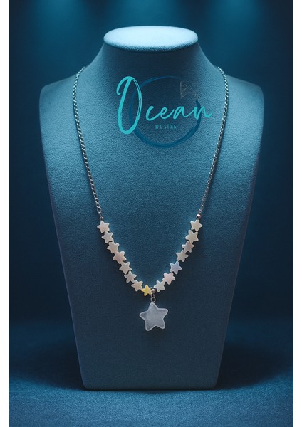 Doğal Sedef Çelik Kolye Yıldız Model fırsatları