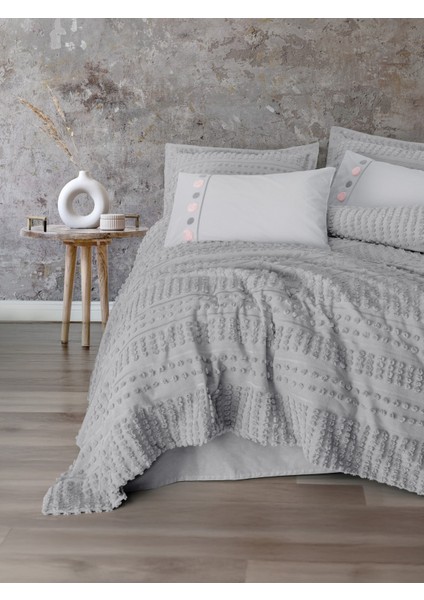 Limi Çift Kişilik Yatak Örtülü Nevresim Takımı Siva Gri