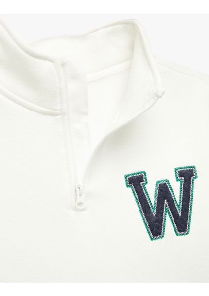 Şardonlu Uzun Kollu Yarım Fermuarlı Dik Yaka Sweatshirt fırsatları