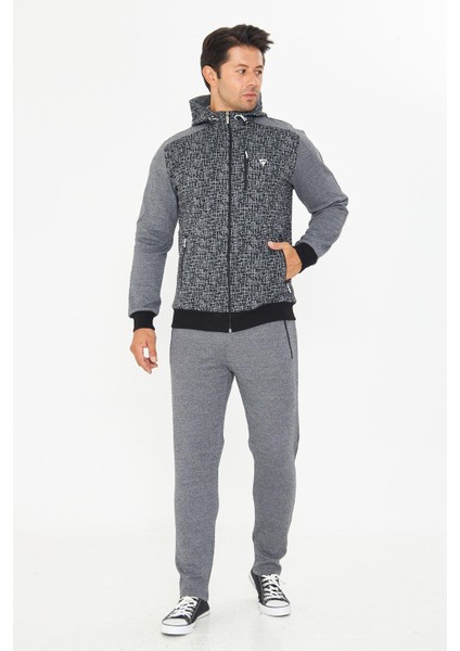 Erkek Tam Fermuarlı Kapüşonlu Eşofman Takımı Antrasit 5754-A