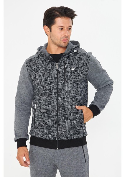 Erkek Tam Fermuarlı Kapüşonlu Eşofman Takımı Antrasit 5754-A fiyatları
