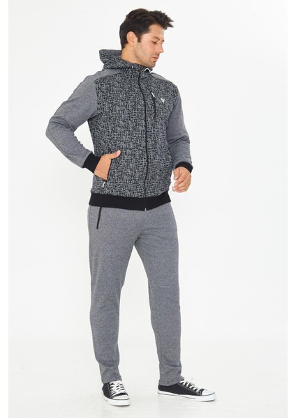 Erkek Tam Fermuarlı Kapüşonlu Eşofman Takımı Antrasit 5754-A modelleri