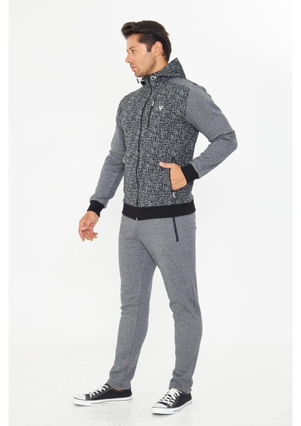 Erkek Tam Fermuarlı Kapüşonlu Eşofman Takımı Antrasit 5754-A indirimleri