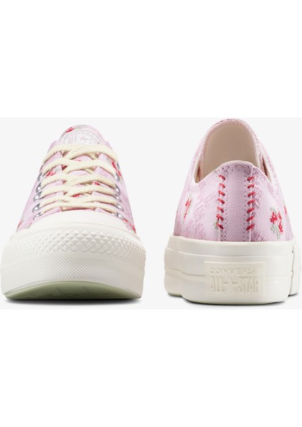 Chuck Taylor All Star Lift Rose Cross Stitch Unisex Pembe Platform Sneaker modelleri