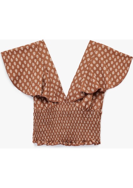 Gipeli Kısa Yarasa Kol Derin V Yaka Tişört