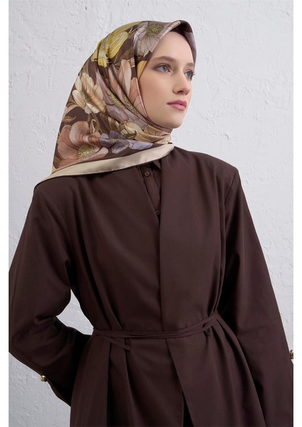Çiçek Desenli Saf Ipek Twill Eşarp 9403D 36