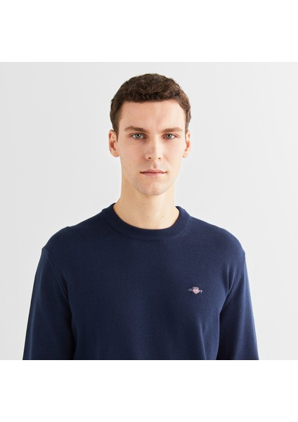 Erkek Lacivert Regular Fit Bisiklet Yaka Kazak fırsatları