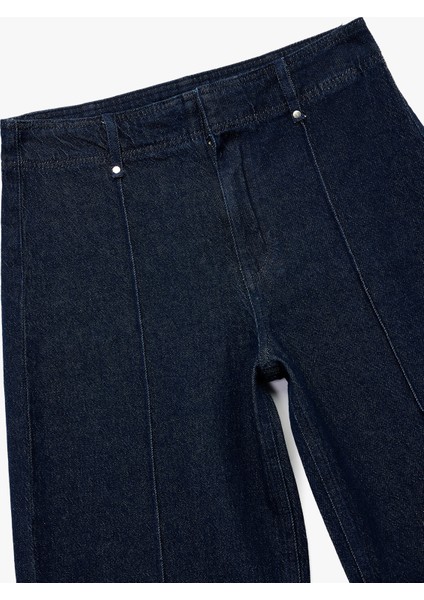 Yüksek Bel Pamuklu Metal Aksesuarlı Nervürlü Kısa Jean Pantolon - Culotte Jeans modelleri