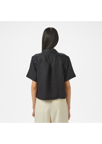 Kadın Siyah Regular Fit Keten Gömlek fiyatları