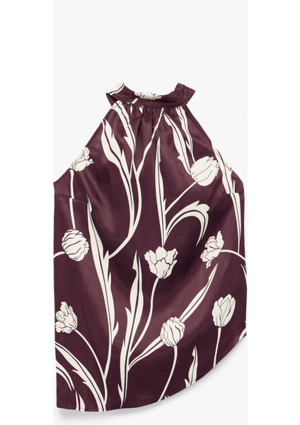 Floral Desenli Halter Yaka Saten Bluz fiyatları
