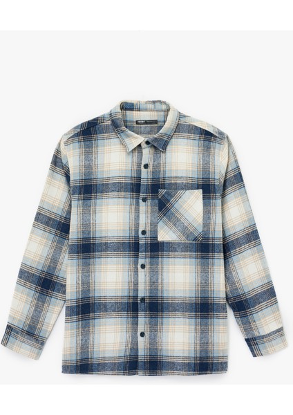 Regular Fit Uzun Kollu Cep Detaylı Klasik Yaka Oduncu Gömleği