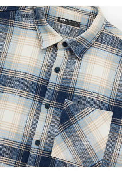 Regular Fit Uzun Kollu Cep Detaylı Klasik Yaka Oduncu Gömleği modelleri