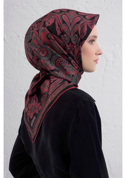 Etnik Desen Saf Ipek Twill Eşarp 9421D 87 modelleri