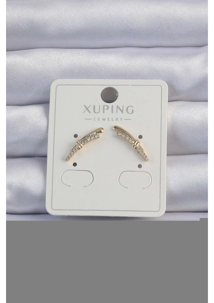 Gold Renk Zirkon Taşlı Küpe - TJ-BKP9376