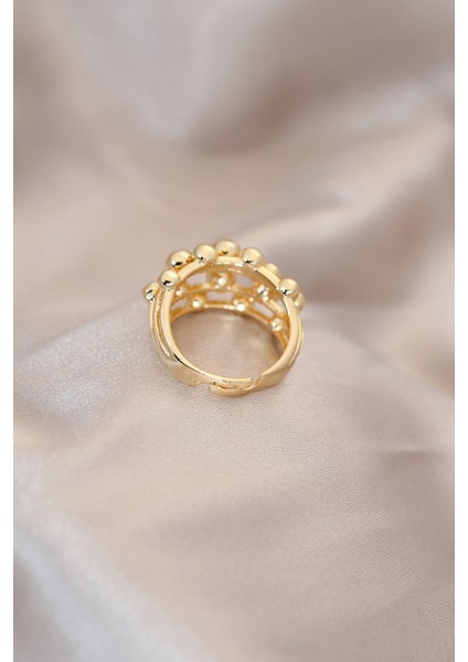 Ayarlamalı Gold Renk Metal Bombeli Boluncuk Model Yüzük fiyatları