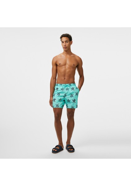 Erkek Yeşil Regular Fit Deniz Şortu