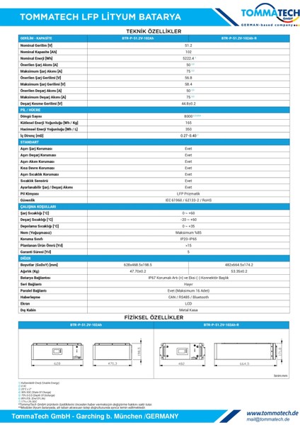 Modular Series 51.2V 102 Ah Lifepo4 Lityum Batarya fiyatları