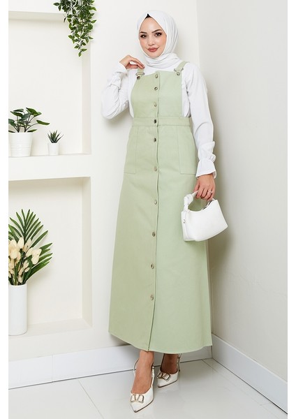 Boydan Düğmeli Gabardin Jile 1552 - Açık Yeşil modelleri
