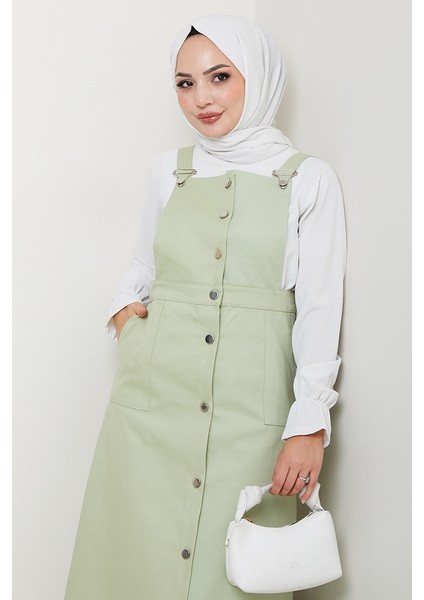 Boydan Düğmeli Gabardin Jile 1552 - Açık Yeşil fırsatları