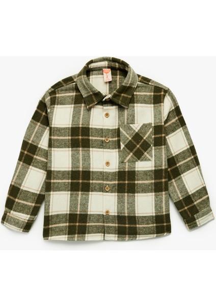 Uzun Kollu Klasik Yaka Cep Detaylı Oduncu Gömleği