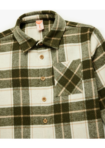 Uzun Kollu Klasik Yaka Cep Detaylı Oduncu Gömleği modelleri