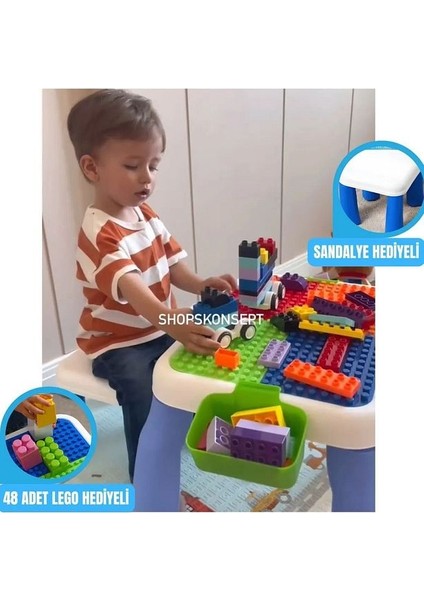 Eğitici Zeka Geliştiren Yaratıcı Aktivite Masası (49 Adet Parça LEGO ve Sandalye Hediyeli) 3+ Yaş fiyatları