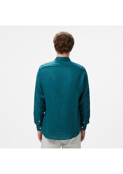 Erkek Yeşil Classic Fit Keten Gömlek fiyatları
