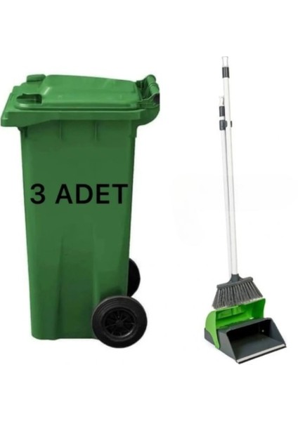 3 Adet Yeşil Plastik Çöp Konteyneri 120 Lt Isıya Karşı Dayanıklı fiyatları